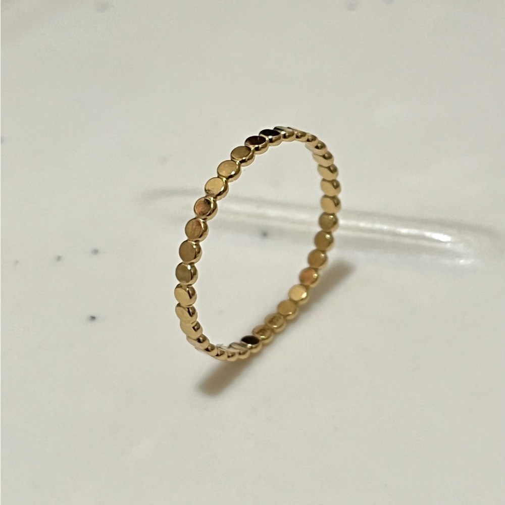 14K Gold Filled Vintage Hammered Beaded Ring Minimalist Jewelry Accessory